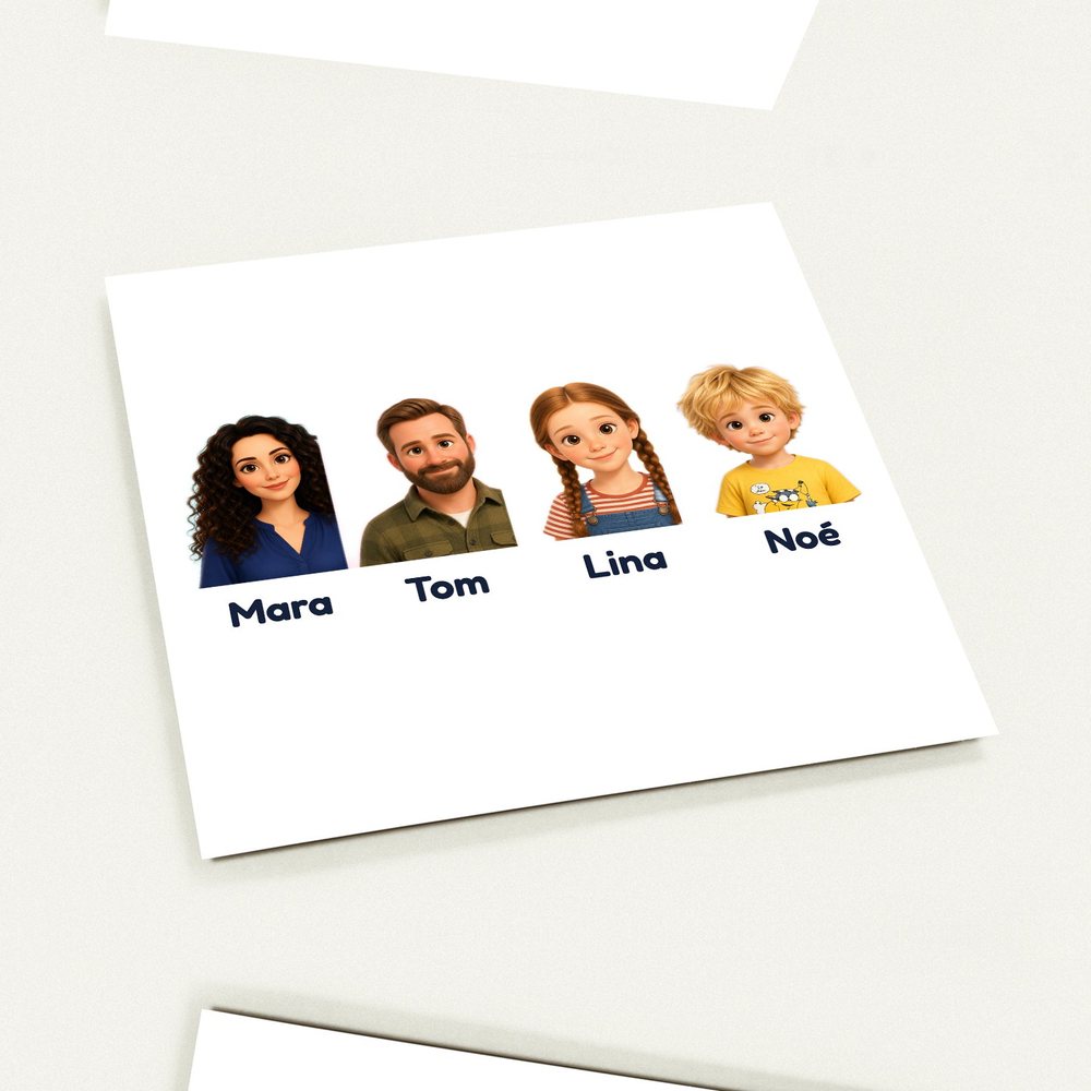 Our example family on flat cards