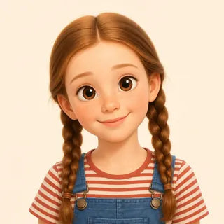 Illustrated portrait of a girl with plaits
