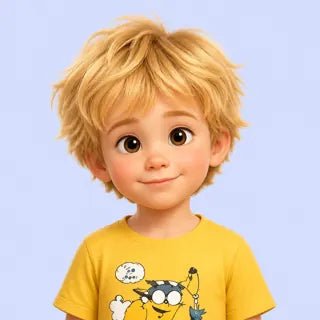 Illustrated portrait of a boy with fair hair