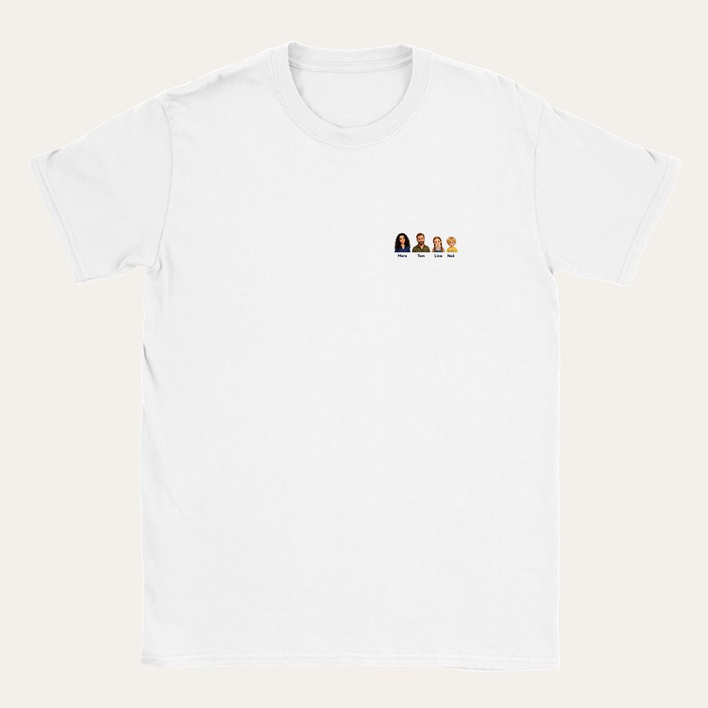 Our example family on a kids classic t-shirt